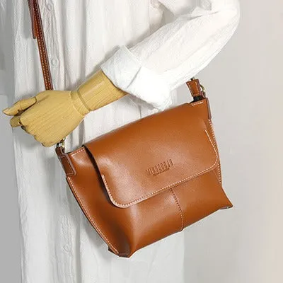 Cute Brown LEATHER Side Bag Handmade WOMEN Brown Crossbody BAG Phone Purse FOR WOMEN