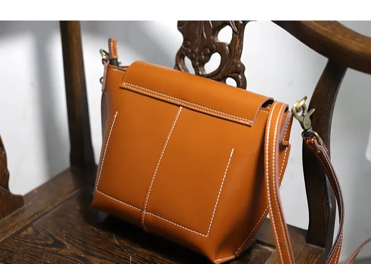 Cute Brown LEATHER Side Bag Handmade WOMEN Brown Crossbody BAG Phone Purse FOR WOMEN
