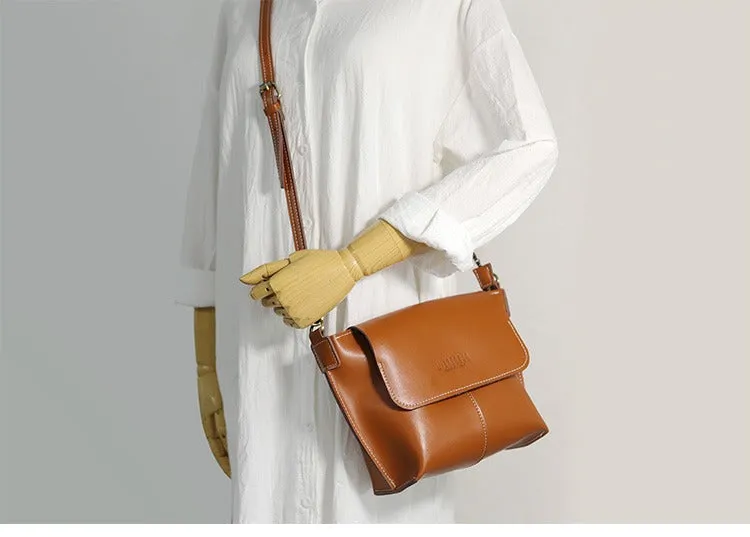 Cute Brown LEATHER Side Bag Handmade WOMEN Brown Crossbody BAG Phone Purse FOR WOMEN