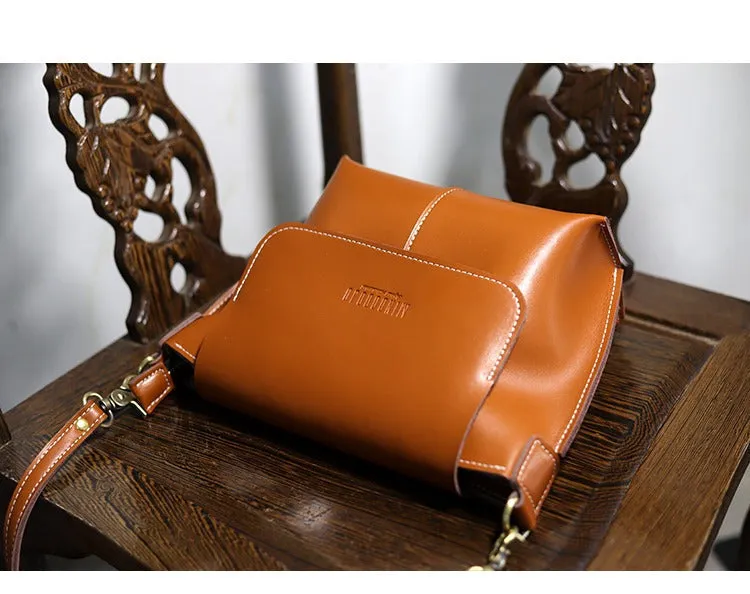 Cute Brown LEATHER Side Bag Handmade WOMEN Brown Crossbody BAG Phone Purse FOR WOMEN