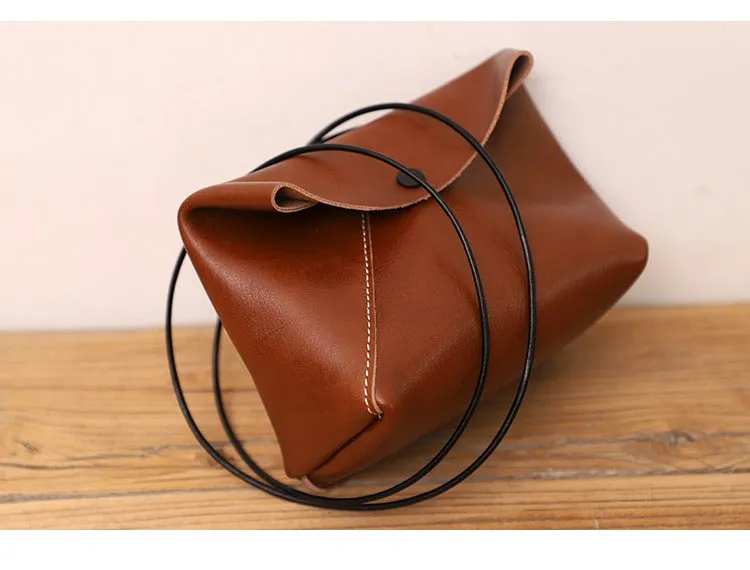 Cute LEATHER Mini Side Bag Black Handmade WOMEN Crossbody BAG Phone Purse FOR WOMEN