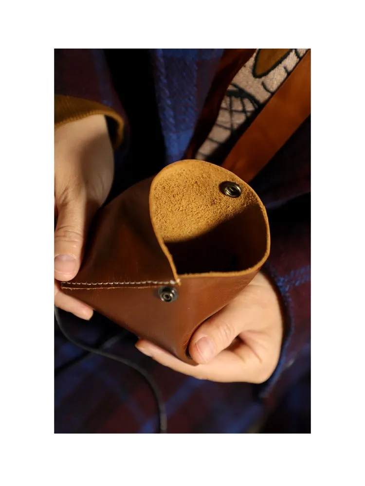 Cute LEATHER Mini Side Bag Black Handmade WOMEN Crossbody BAG Phone Purse FOR WOMEN