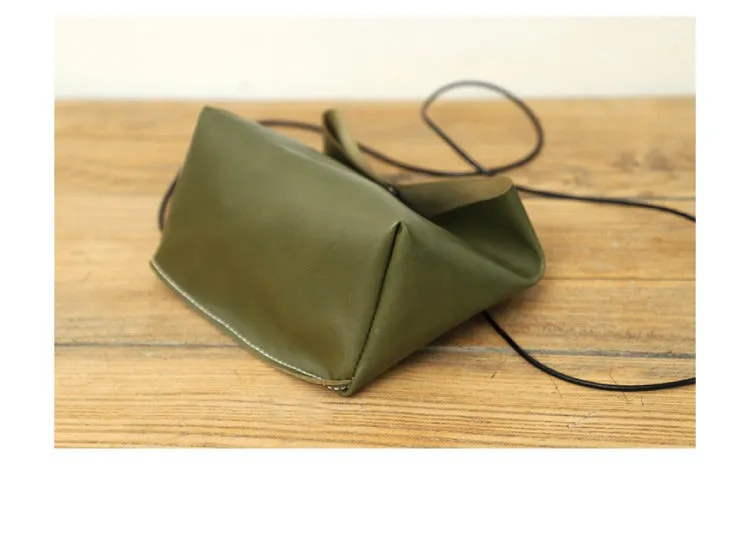 Cute LEATHER Mini Side Bag Black Handmade WOMEN Crossbody BAG Phone Purse FOR WOMEN