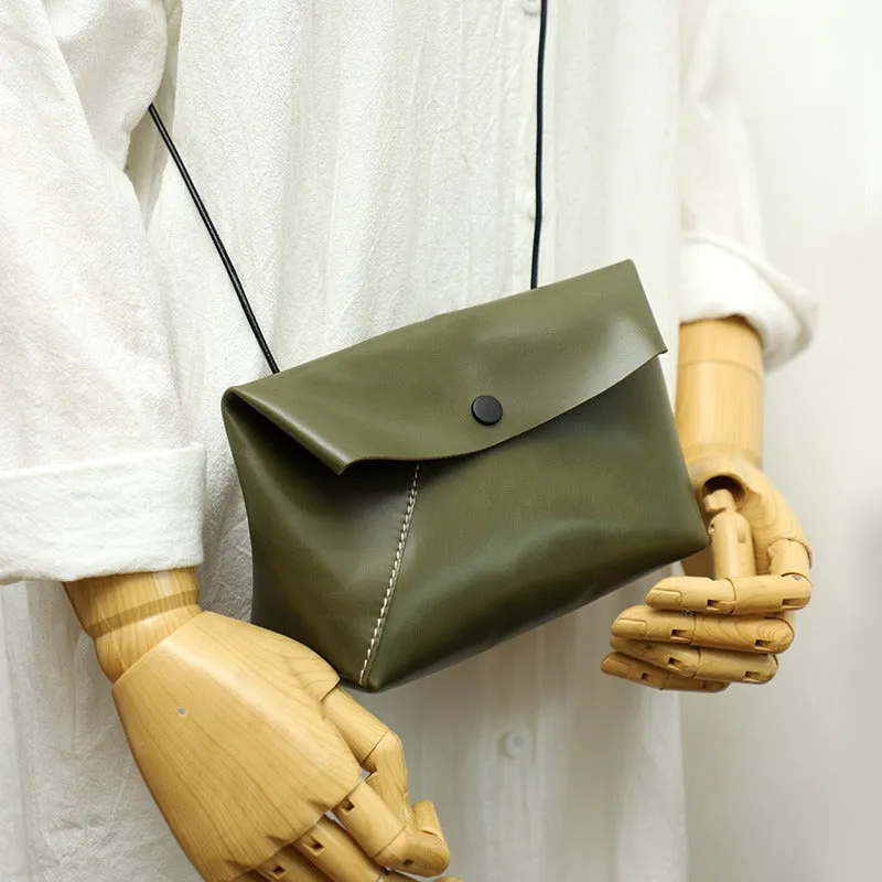 Cute LEATHER Mini Side Bag Black Handmade WOMEN Crossbody BAG Phone Purse FOR WOMEN