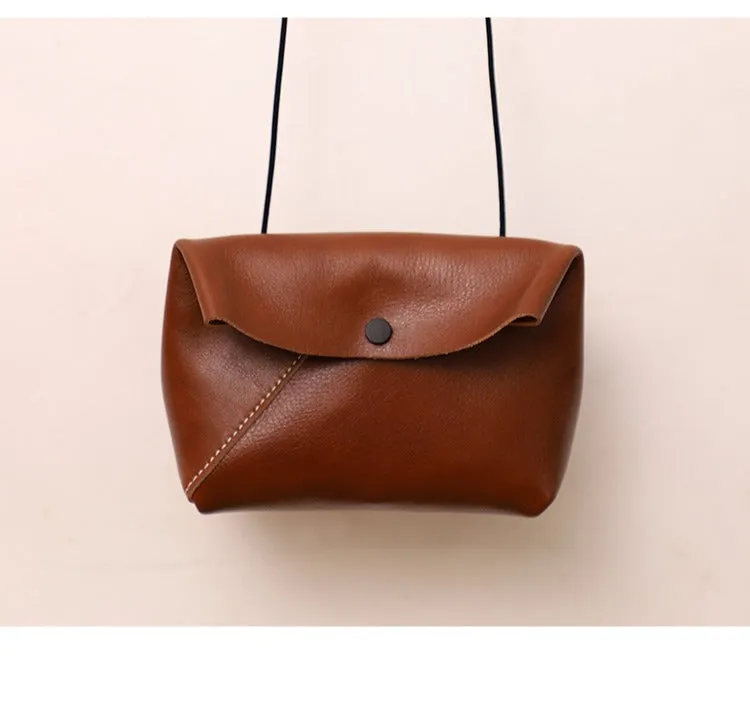 Cute LEATHER Mini Side Bag Black Handmade WOMEN Crossbody BAG Phone Purse FOR WOMEN
