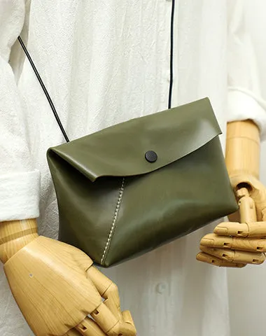 Cute LEATHER Mini Side Bag Black Handmade WOMEN Crossbody BAG Phone Purse FOR WOMEN