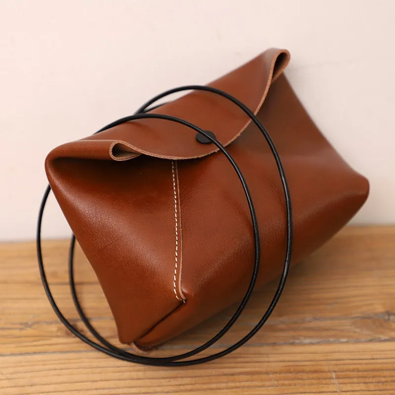 Cute LEATHER Mini Side Bag Black Handmade WOMEN Crossbody BAG Phone Purse FOR WOMEN