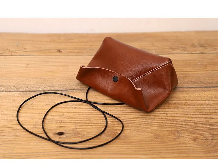 Cute LEATHER Mini Side Bag Black Handmade WOMEN Crossbody BAG Phone Purse FOR WOMEN