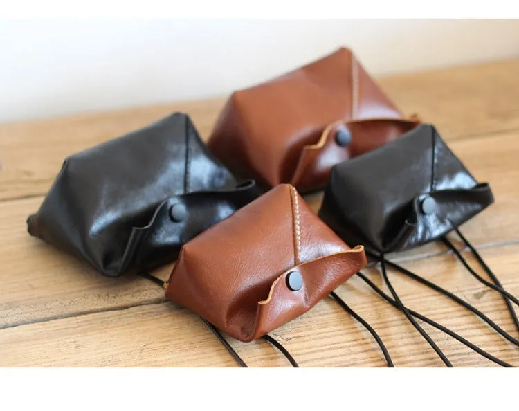 Cute LEATHER Mini Side Bag Black Handmade WOMEN Crossbody BAG Phone Purse FOR WOMEN