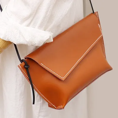Cute LEATHER Small Side Bag Black Handmade WOMEN Crossbody BAG Phone Purse FOR WOMEN
