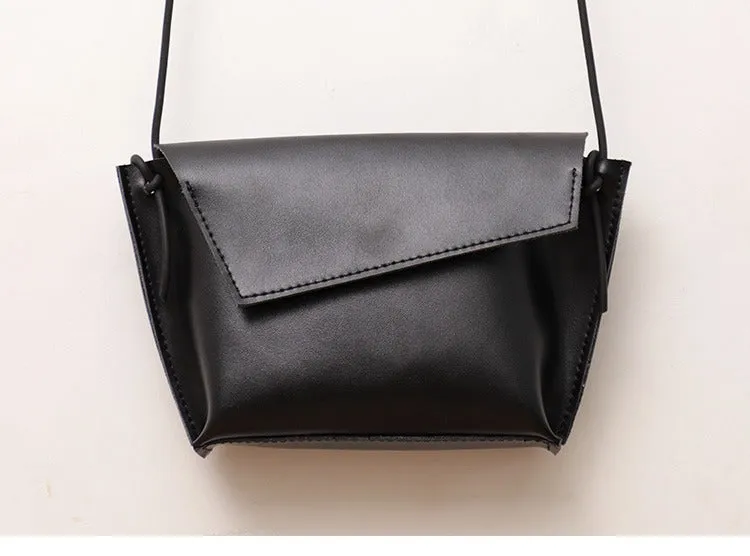 Cute LEATHER Small Side Bag Black Handmade WOMEN Crossbody BAG Phone Purse FOR WOMEN