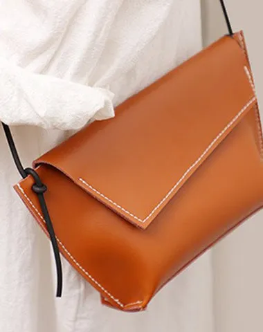 Cute LEATHER Small Side Bag Black Handmade WOMEN Crossbody BAG Phone Purse FOR WOMEN