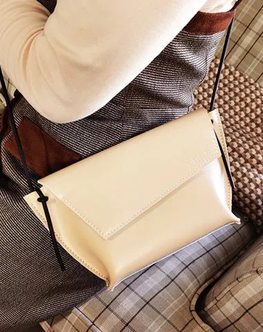 Cute LEATHER Small Side Bag Black Handmade WOMEN Crossbody BAG Phone Purse FOR WOMEN