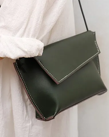 Cute LEATHER Small Side Bag Black Handmade WOMEN Crossbody BAG Phone Purse FOR WOMEN
