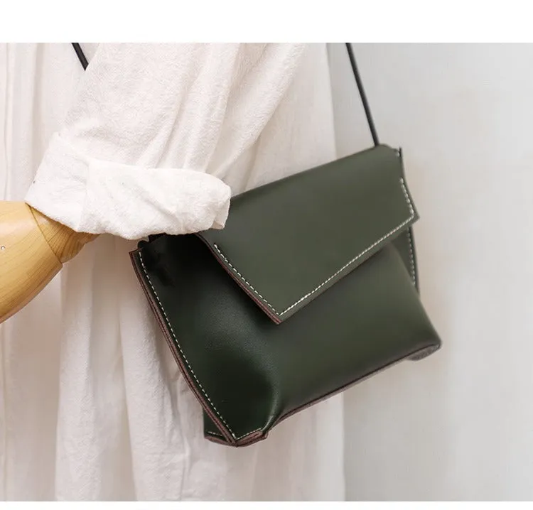 Cute LEATHER Small Side Bag Black Handmade WOMEN Crossbody BAG Phone Purse FOR WOMEN