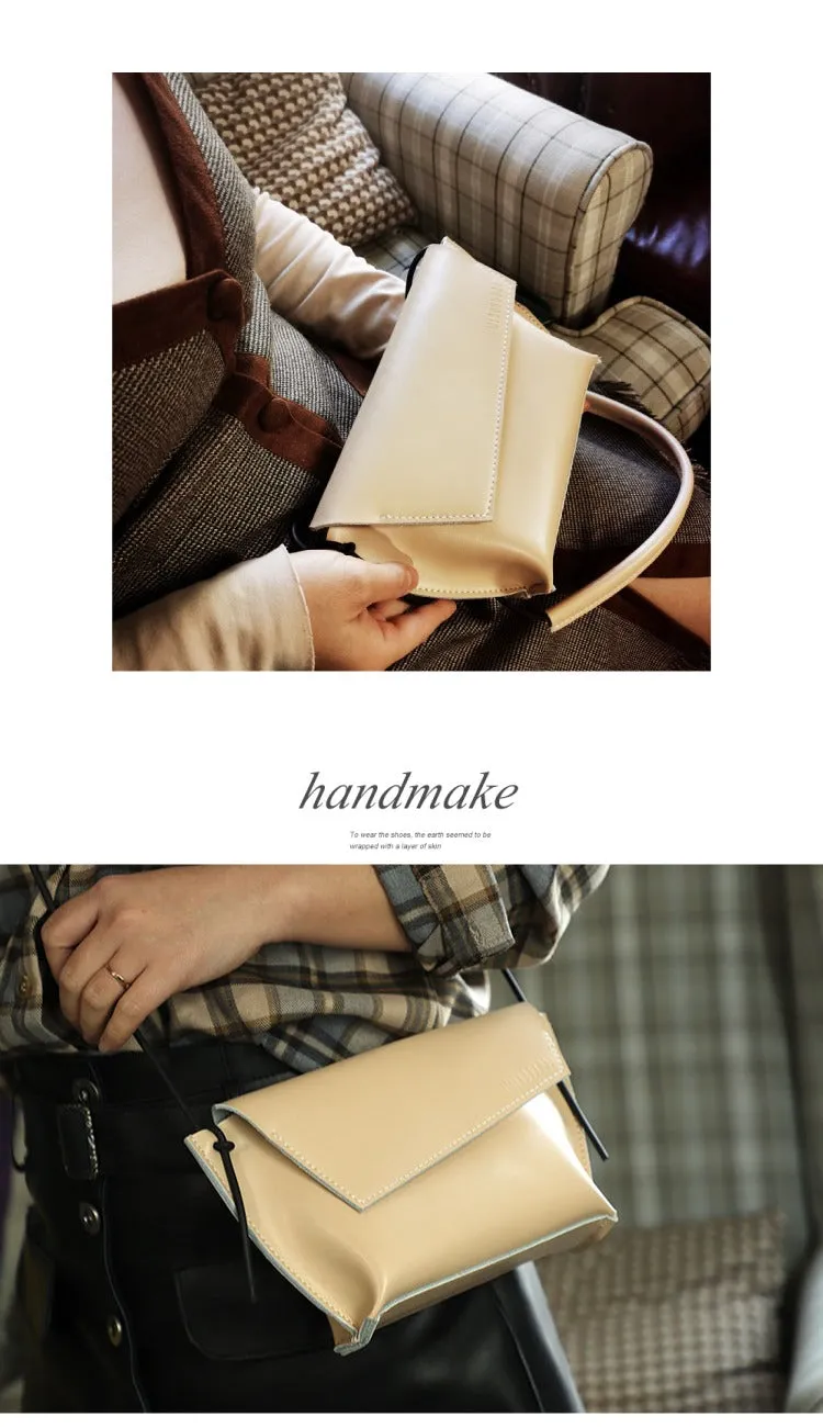 Cute LEATHER Small Side Bag Black Handmade WOMEN Crossbody BAG Phone Purse FOR WOMEN