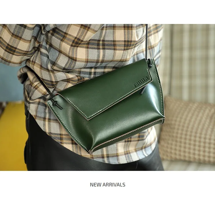 Cute LEATHER Small Side Bag Black Handmade WOMEN Crossbody BAG Phone Purse FOR WOMEN