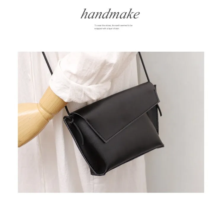 Cute LEATHER Small Side Bag Black Handmade WOMEN Crossbody BAG Phone Purse FOR WOMEN