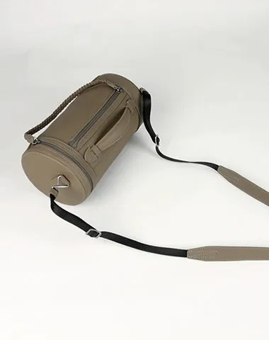 Cute Womens Orange Leather Bucket Shoulder Purse Barrel Crossbody Bag Purse for Ladies