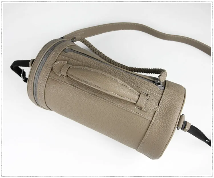 Cute Womens Orange Leather Bucket Shoulder Purse Barrel Crossbody Bag Purse for Ladies