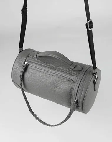 Cute Womens Orange Leather Bucket Shoulder Purse Barrel Crossbody Bag Purse for Ladies