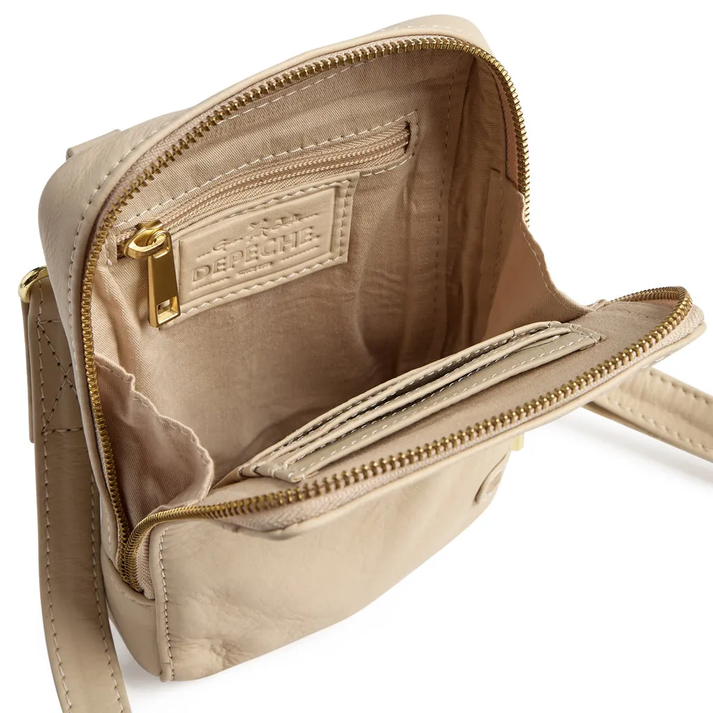 Depeche Soft Sand Leather Small Crossbody Mobile Bag