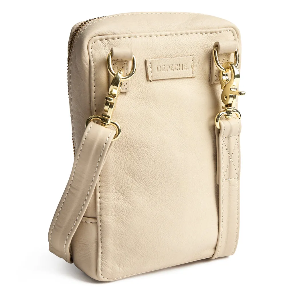 Depeche Soft Sand Leather Small Crossbody Mobile Bag