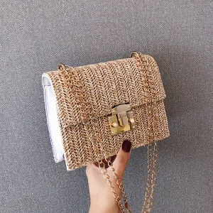 Fashion Straw Small Bag Female Wild Chain Small Square Bag Fashion Casual Texture