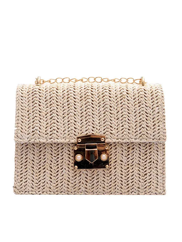 Fashion Straw Small Bag Female Wild Chain Small Square Bag Fashion Casual Texture