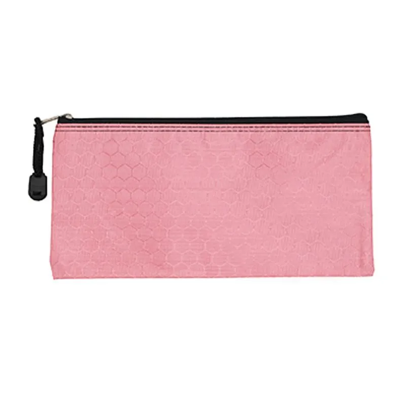 Flat Zippered Pencil Case with Hexagonal Design