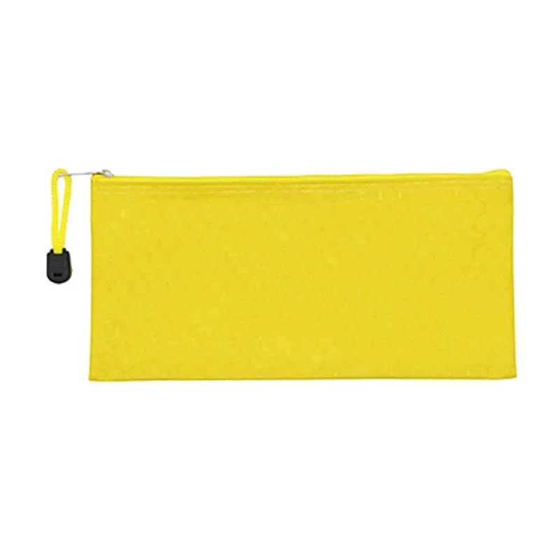 Flat Zippered Pencil Case with Hexagonal Design