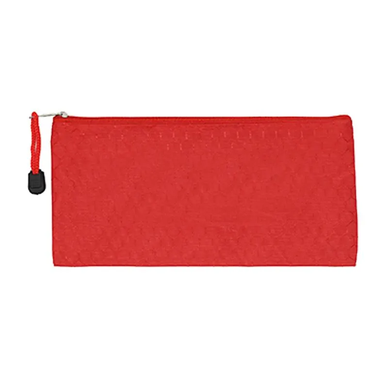 Flat Zippered Pencil Case with Hexagonal Design
