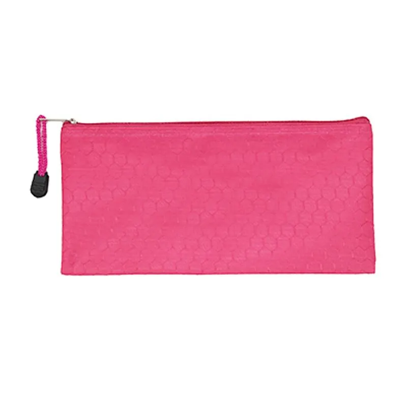 Flat Zippered Pencil Case with Hexagonal Design