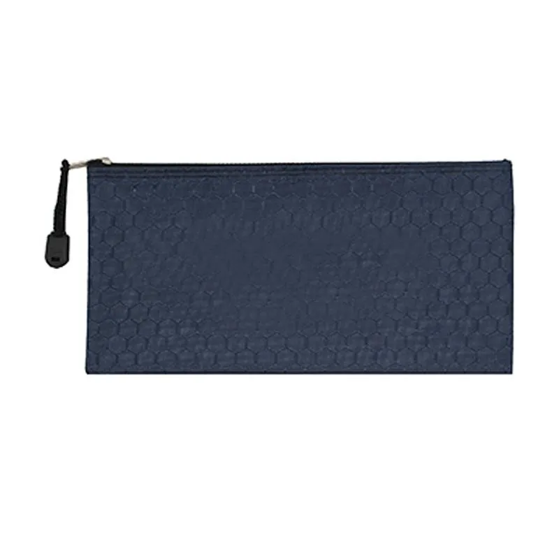 Flat Zippered Pencil Case with Hexagonal Design