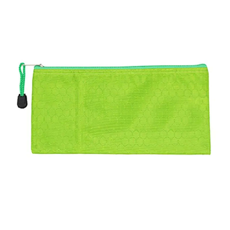 Flat Zippered Pencil Case with Hexagonal Design