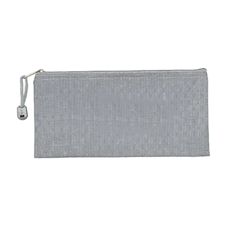 Flat Zippered Pencil Case with Hexagonal Design
