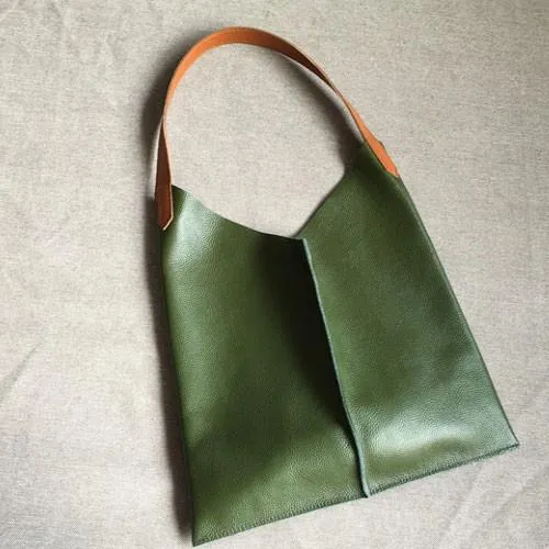 Green Slouchy Leather Tote for Women Best Leather Tote Handbags Green Leather Tote Bag Women's