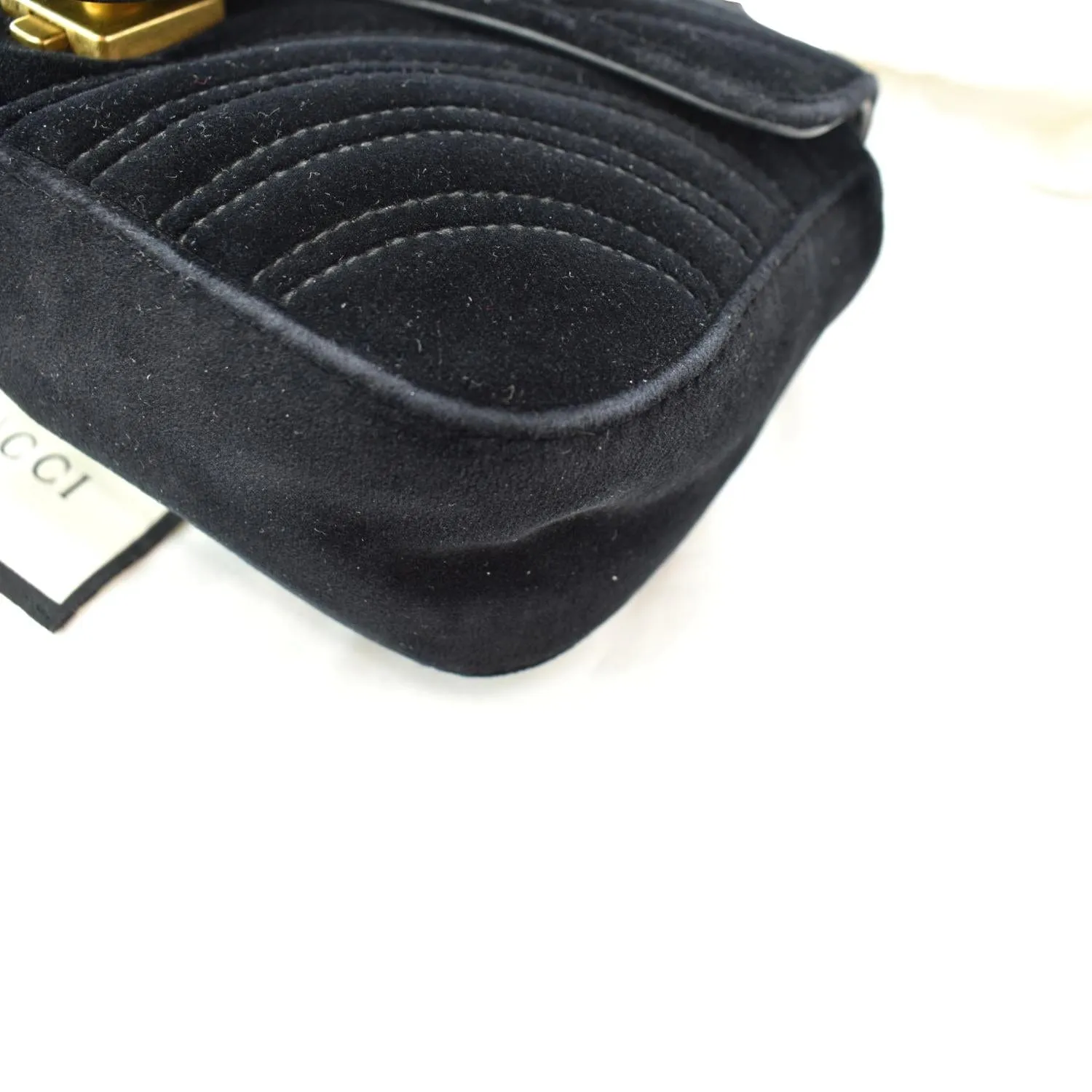 GUCCI GG Marmont Mini Velvet Shoulder Bag Black 446744