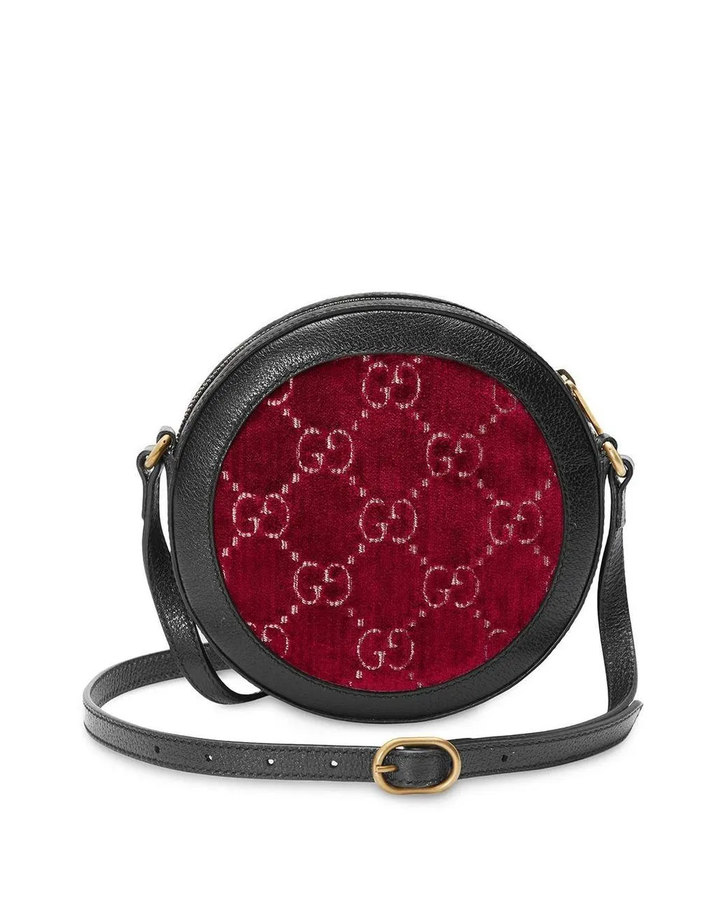 Gucci GG Velvet Round Shoulder Bag in Red