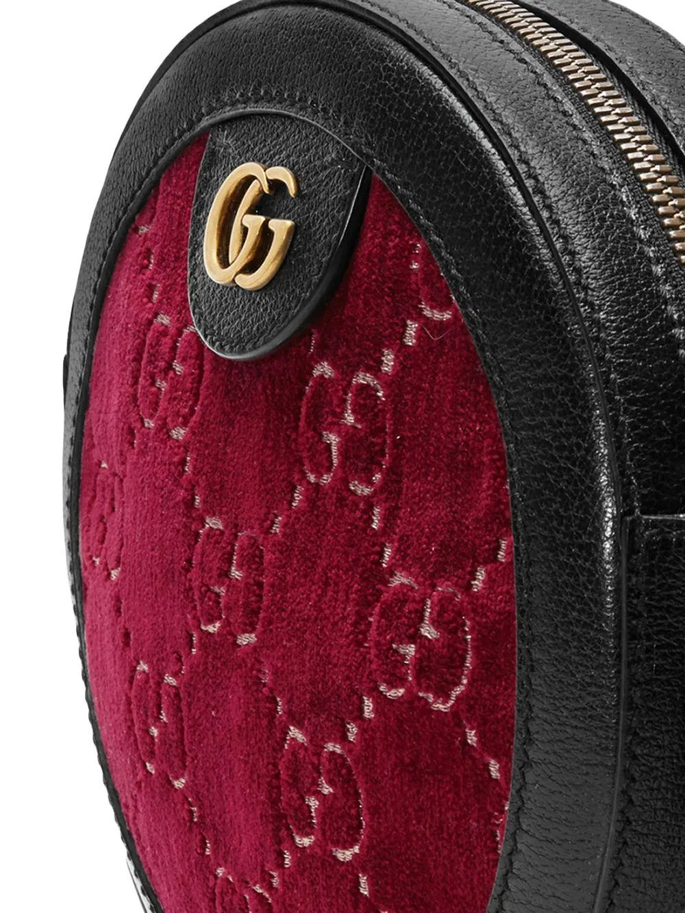 Gucci GG Velvet Round Shoulder Bag in Red