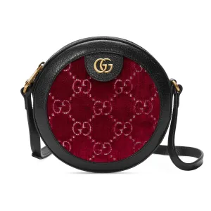 Gucci GG Velvet Round Shoulder Bag in Red