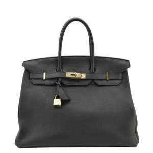 HERMES Birkin 35 Togo Leather Tote Bag Black