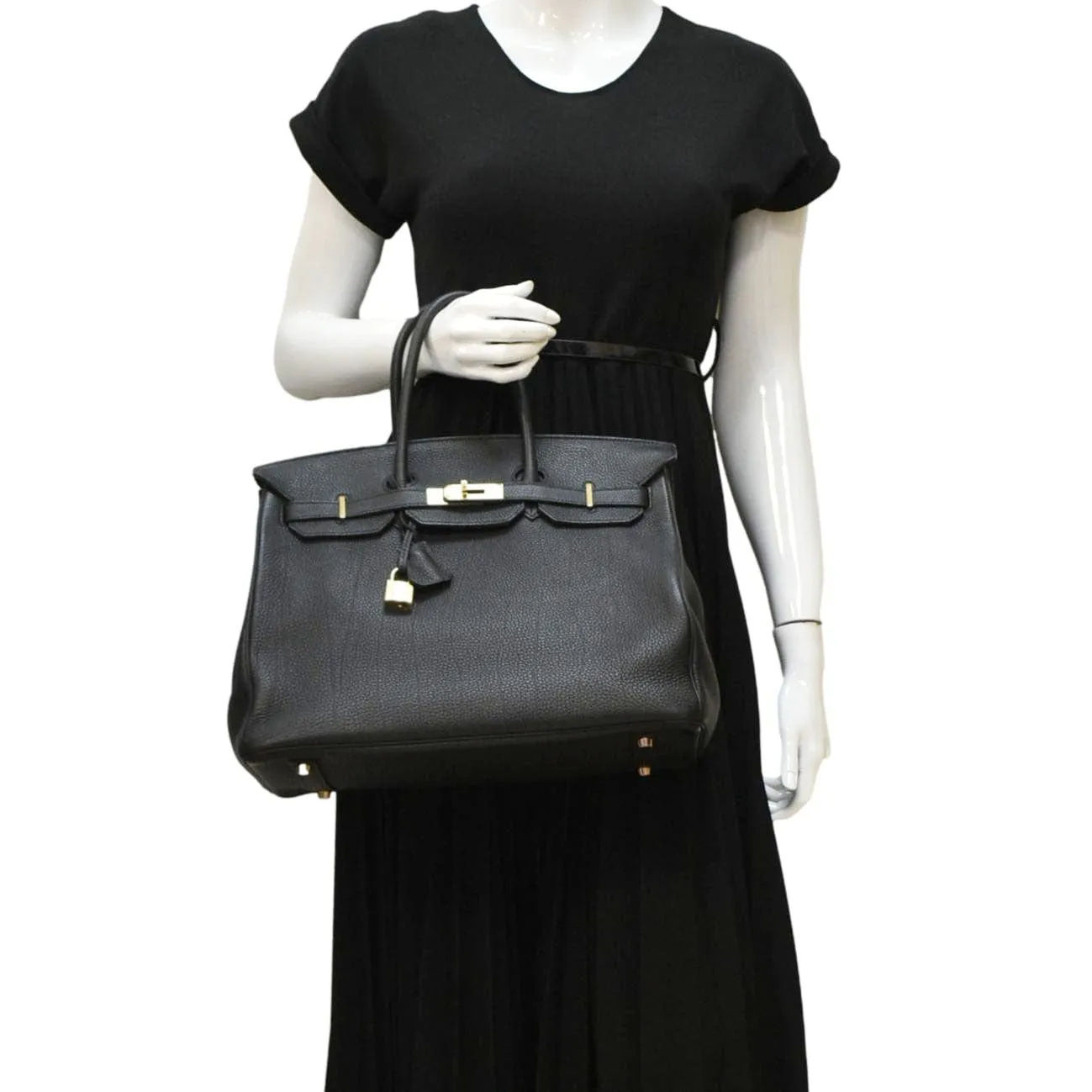 HERMES Birkin 35 Togo Leather Tote Bag Black