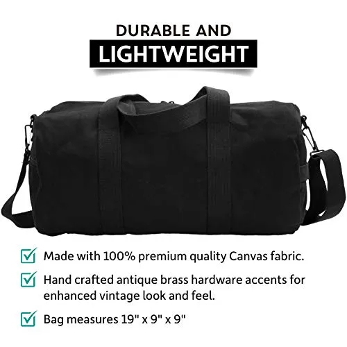 Jeep Wave Hand High Five Army Heavyweight Cotton Canvas Duffel Bag, Black Medium