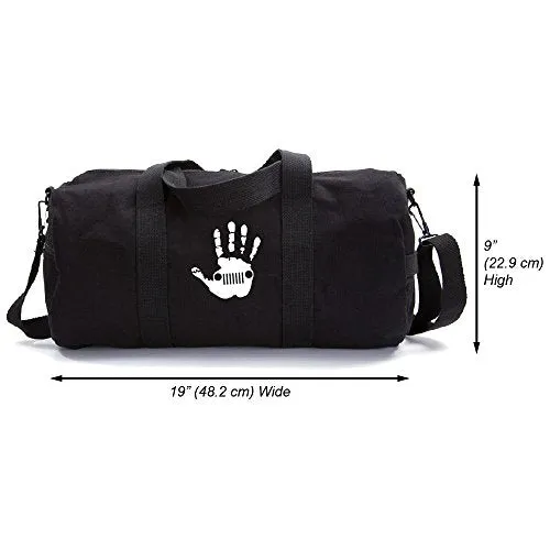 Jeep Wave Hand High Five Army Heavyweight Cotton Canvas Duffel Bag, Black Medium