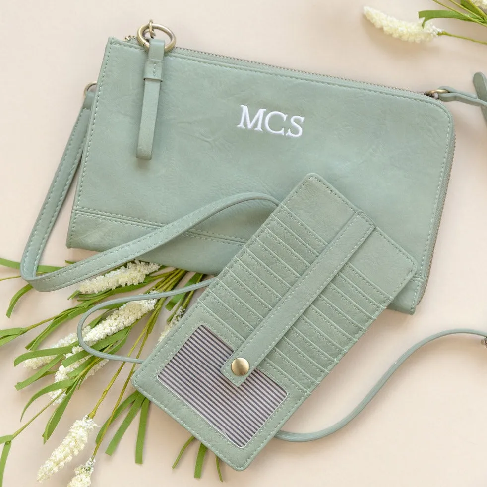 Karina Crossbody Wristlet Wallet - Monogrammed Wallet - Guitar Strap Crossbody