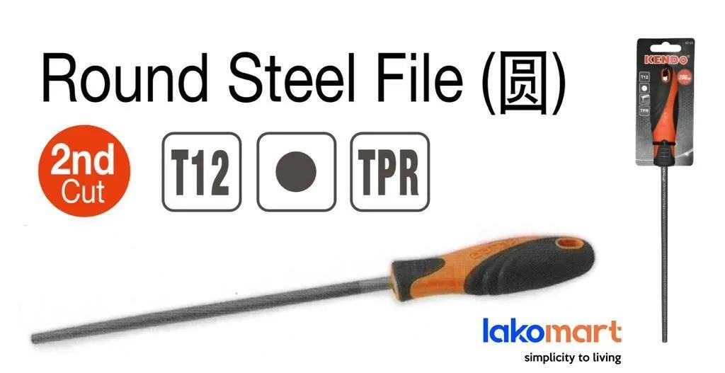 KENDO - Round File With Grip Handle (150mm/200mm/250mm)