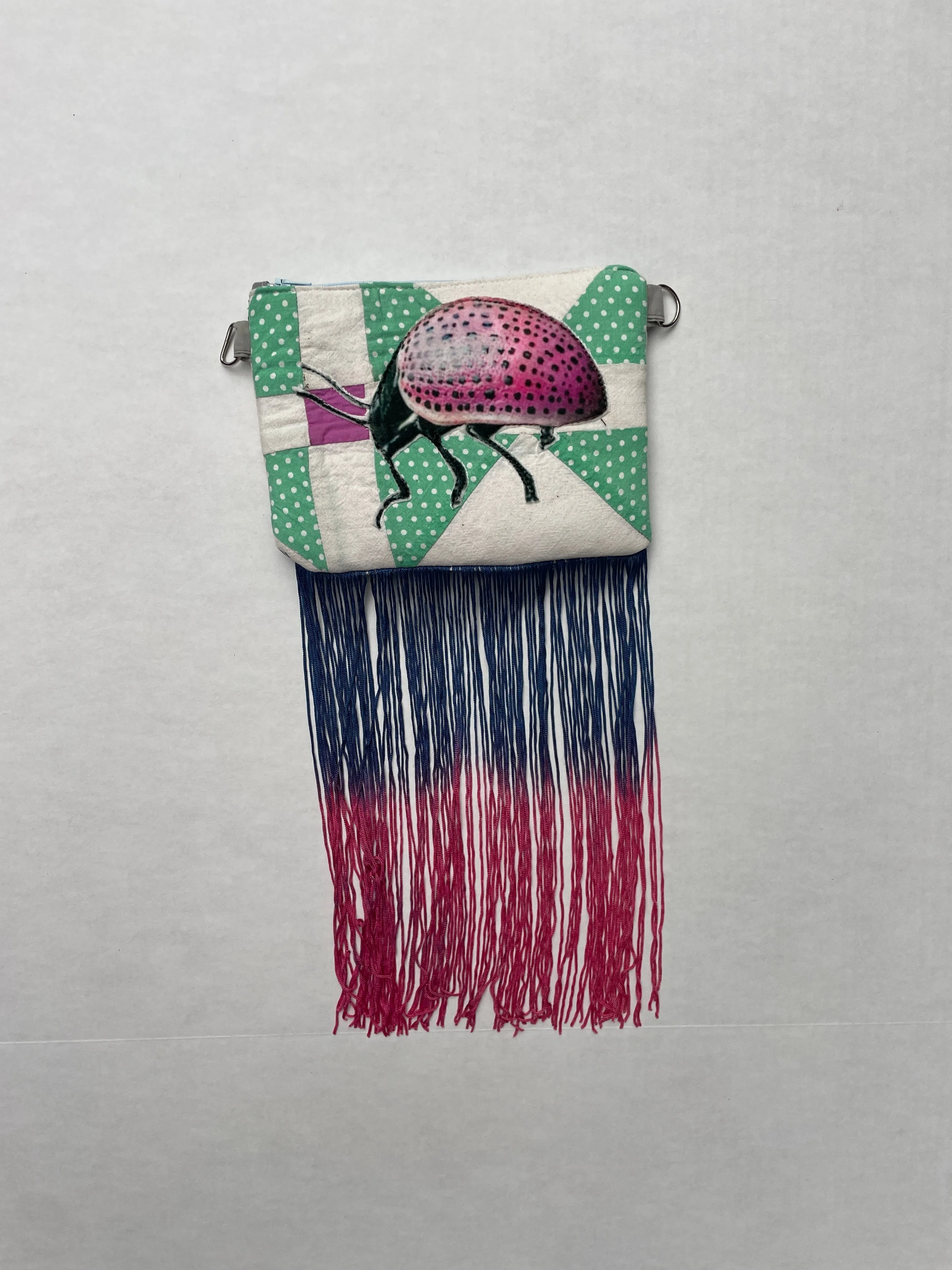 Lady Bug Quilted Clutch Ombre Fringe