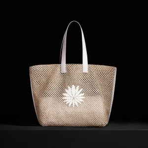 Lotus Raffia Tote - White Sand
