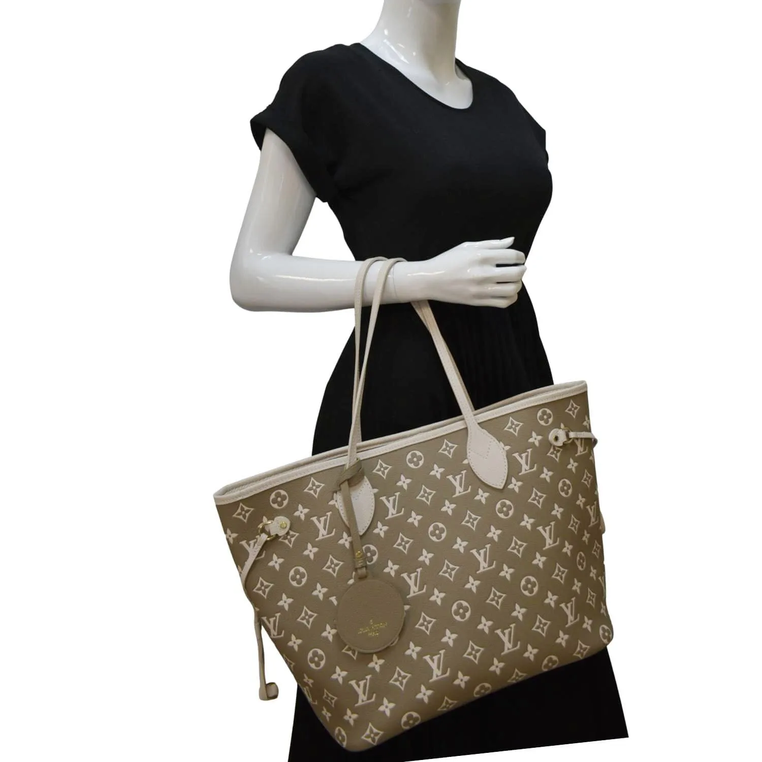 LOUIS VUITTON Neverfull MM Spring City Leather Tote Shoulder Bag Bicolor